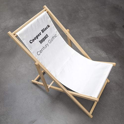 strandstoel met tekst opdruk