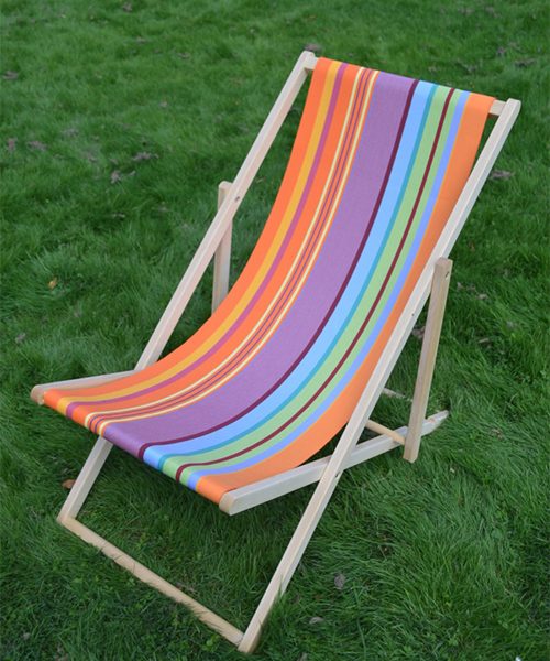 strandstoel met stof sunbrella bonbon plume capucine
